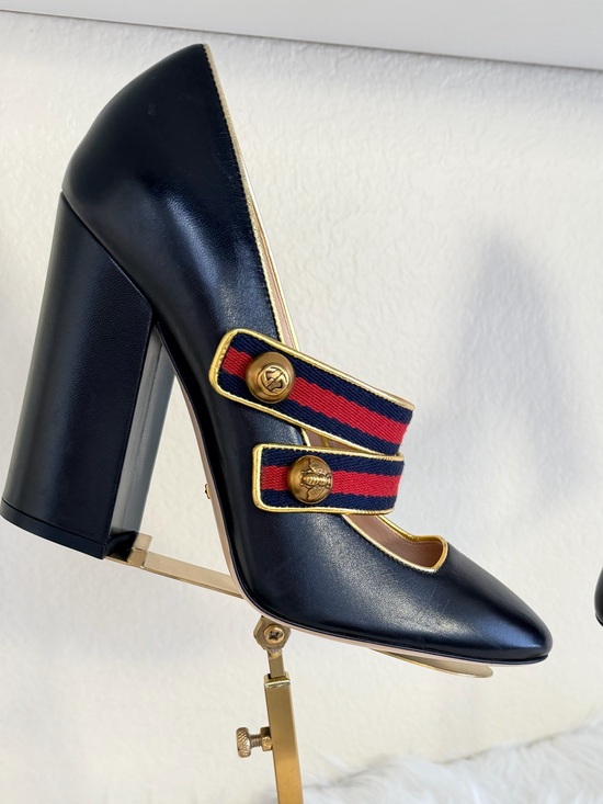 Gucci Shoes - Gucci Mary Jane Pumps with Red-Blue Web Straps